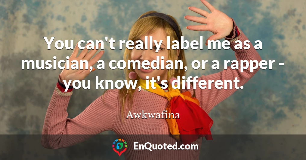 You can't really label me as a musician, a comedian, or a rapper - you know, it's different.
