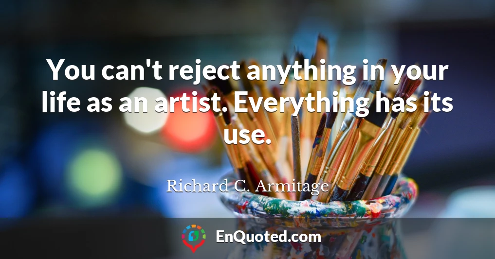 You can't reject anything in your life as an artist. Everything has its use.