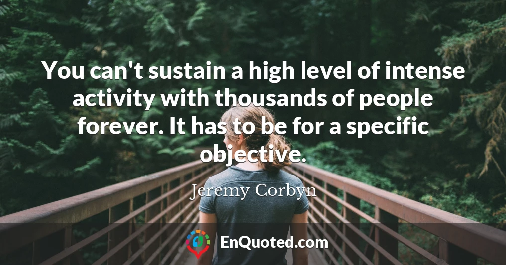 You can't sustain a high level of intense activity with thousands of people forever. It has to be for a specific objective.