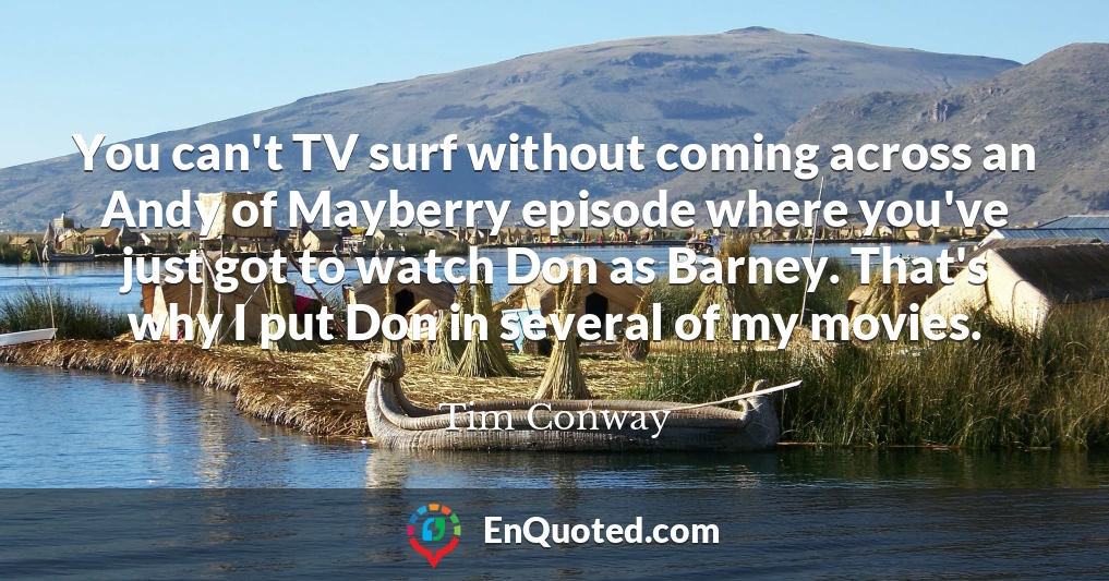 You can't TV surf without coming across an Andy of Mayberry episode where you've just got to watch Don as Barney. That's why I put Don in several of my movies.