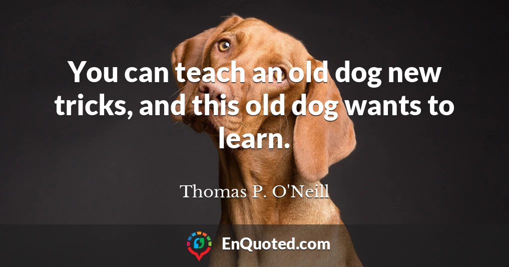 You can teach an old dog new tricks, and this old dog wants to learn.