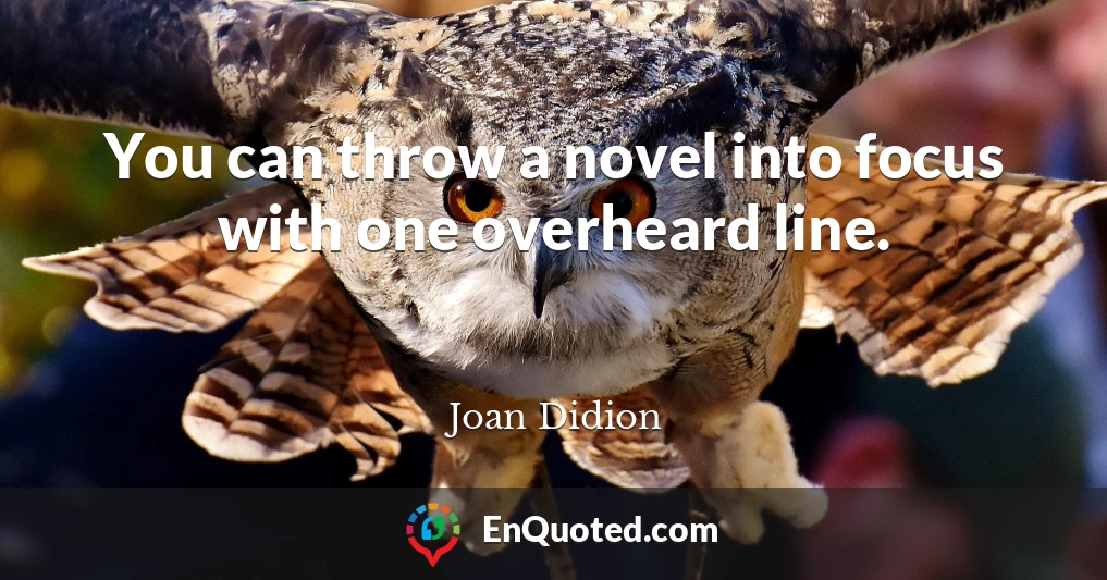 You can throw a novel into focus with one overheard line.