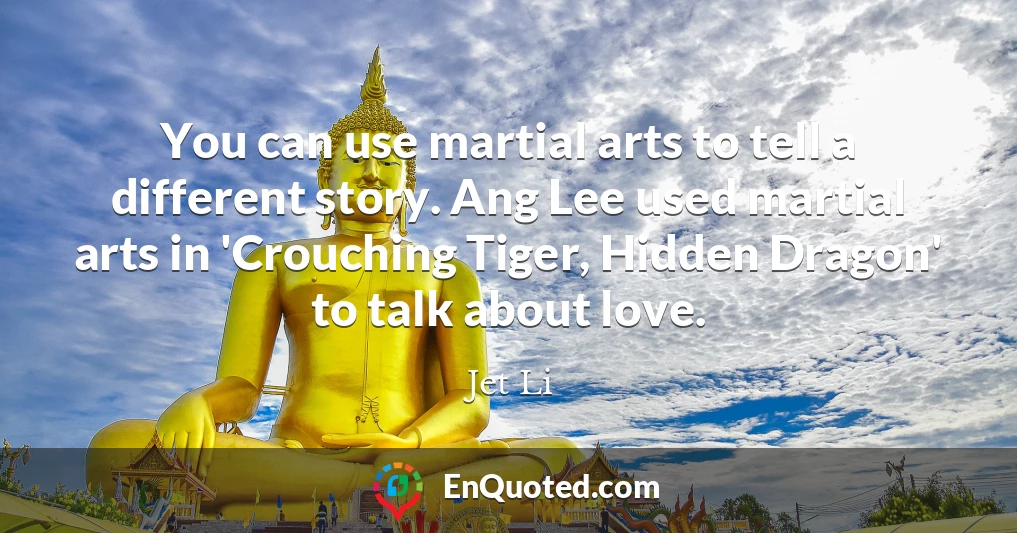 You can use martial arts to tell a different story. Ang Lee used martial arts in 'Crouching Tiger, Hidden Dragon' to talk about love.