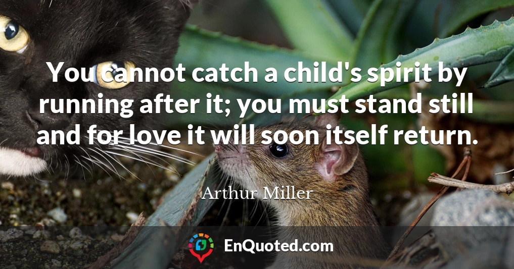 You cannot catch a child's spirit by running after it; you must stand still and for love it will soon itself return.