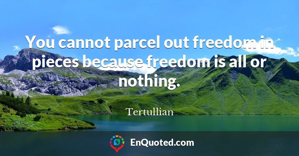 You cannot parcel out freedom in pieces because freedom is all or nothing.