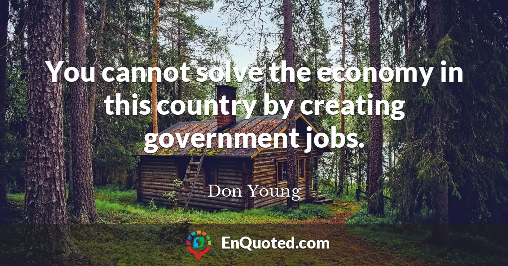 You cannot solve the economy in this country by creating government jobs.