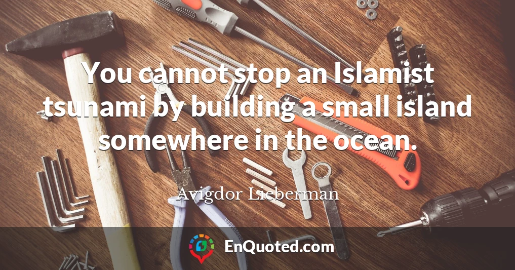 You cannot stop an Islamist tsunami by building a small island somewhere in the ocean.