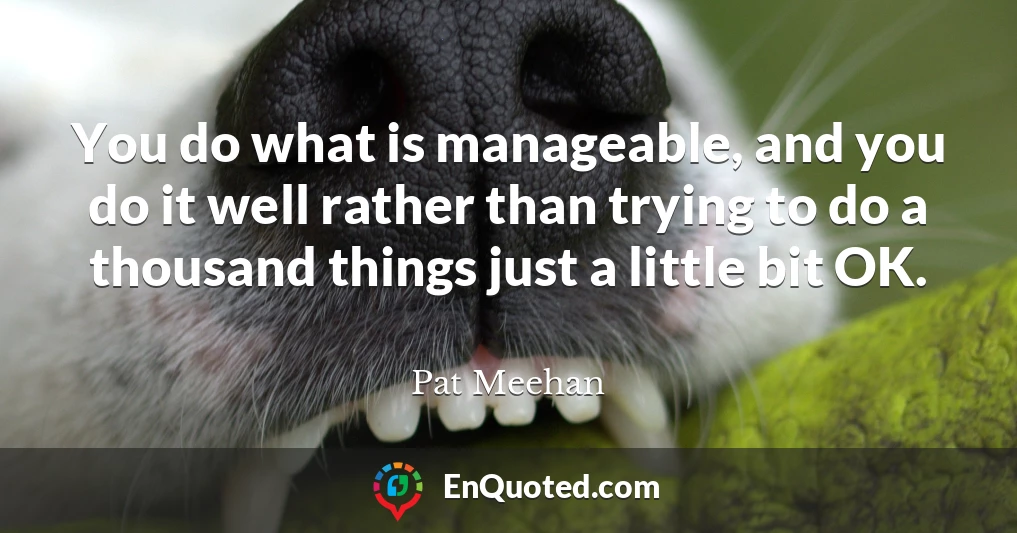 You do what is manageable, and you do it well rather than trying to do a thousand things just a little bit OK.