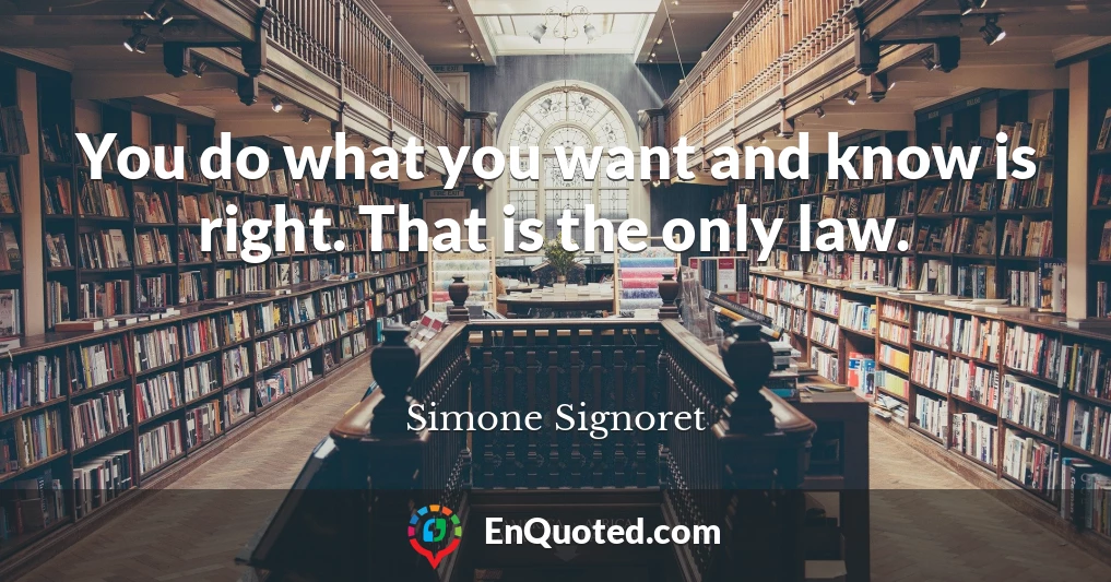 You do what you want and know is right. That is the only law.