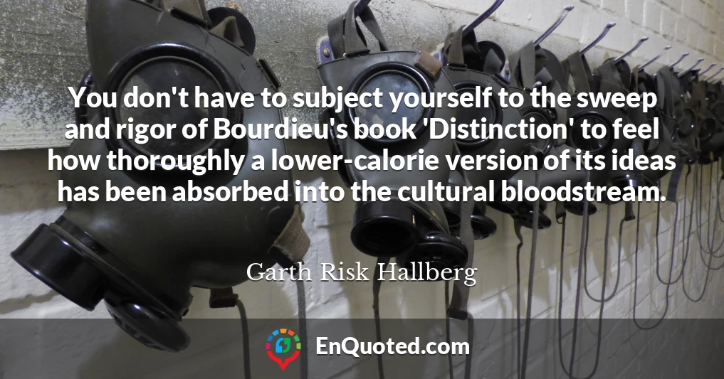 You don't have to subject yourself to the sweep and rigor of Bourdieu's book 'Distinction' to feel how thoroughly a lower-calorie version of its ideas has been absorbed into the cultural bloodstream.