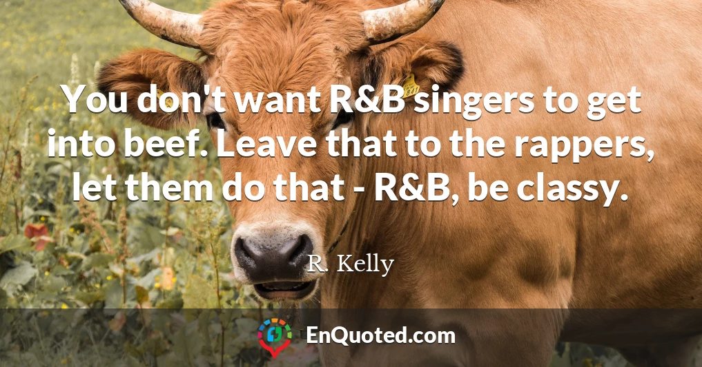 You don't want R&B singers to get into beef. Leave that to the rappers, let them do that - R&B, be classy.