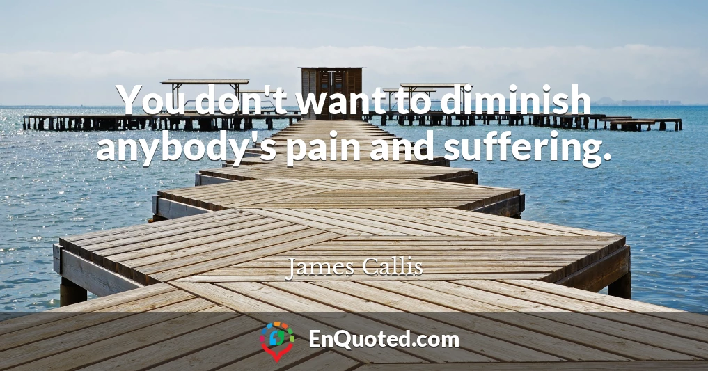 You don't want to diminish anybody's pain and suffering.