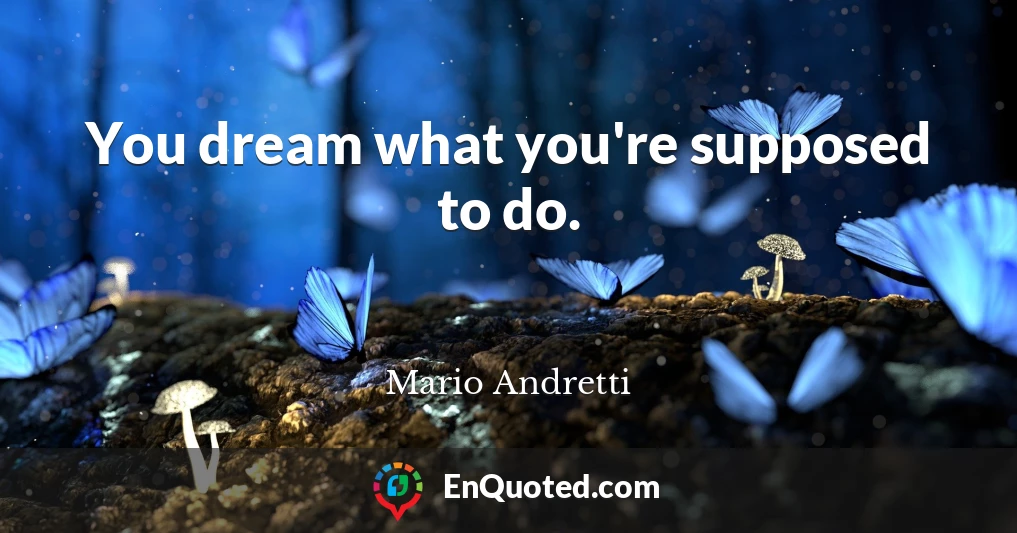 You dream what you're supposed to do.