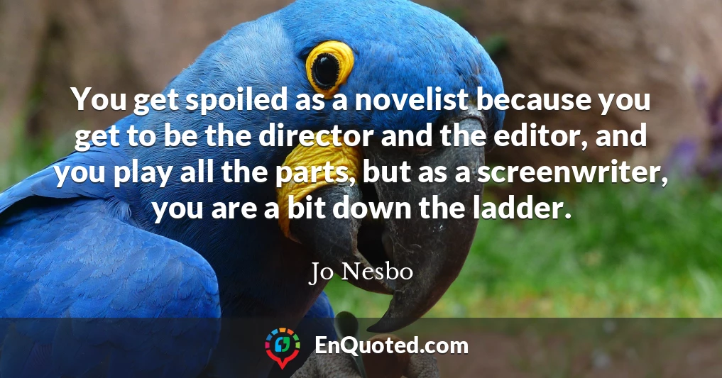 You get spoiled as a novelist because you get to be the director and the editor, and you play all the parts, but as a screenwriter, you are a bit down the ladder.