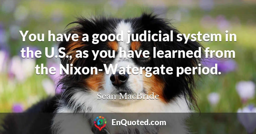 You have a good judicial system in the U.S., as you have learned from the Nixon-Watergate period.