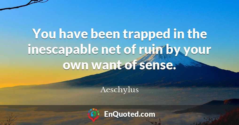 You have been trapped in the inescapable net of ruin by your own want of sense.