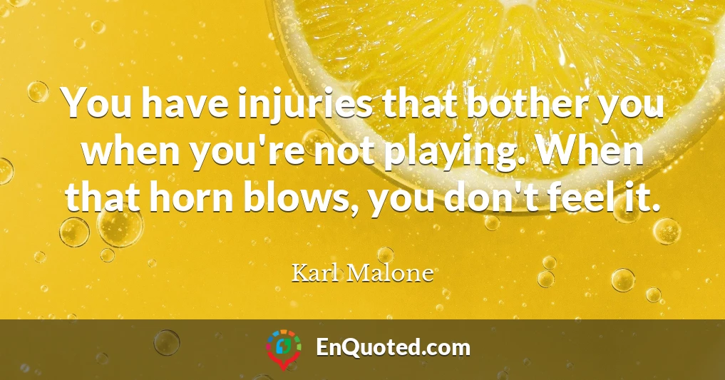 You have injuries that bother you when you're not playing. When that horn blows, you don't feel it.