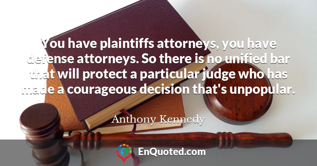 You have plaintiffs attorneys, you have defense attorneys. So there is no unified bar that will protect a particular judge who has made a courageous decision that's unpopular.