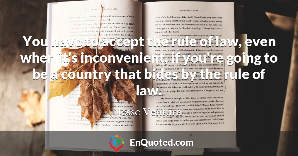 You have to accept the rule of law, even when it's inconvenient, if you're going to be a country that bides by the rule of law.