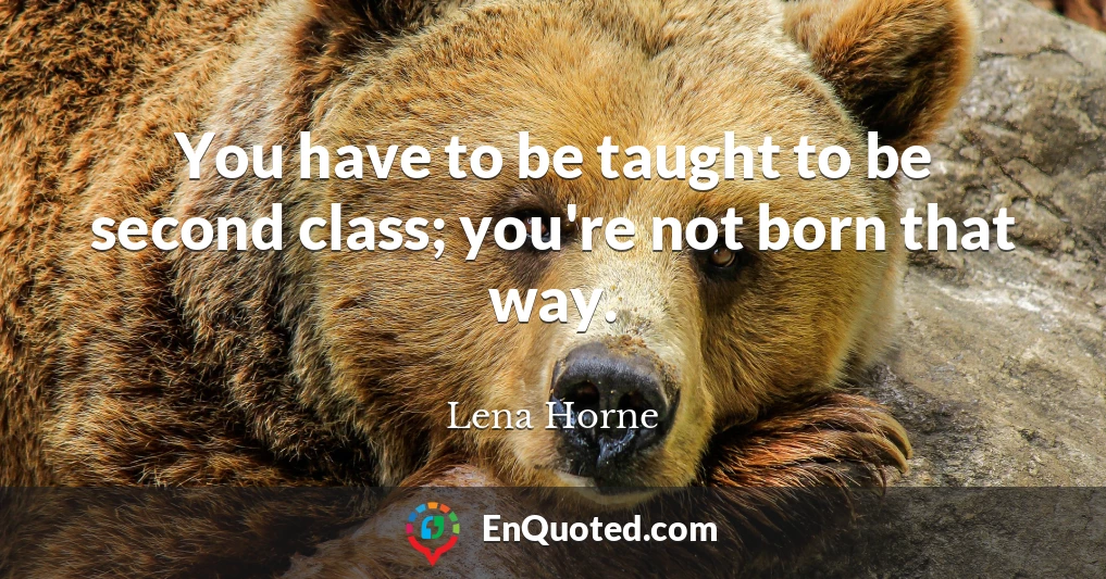 You have to be taught to be second class; you're not born that way.