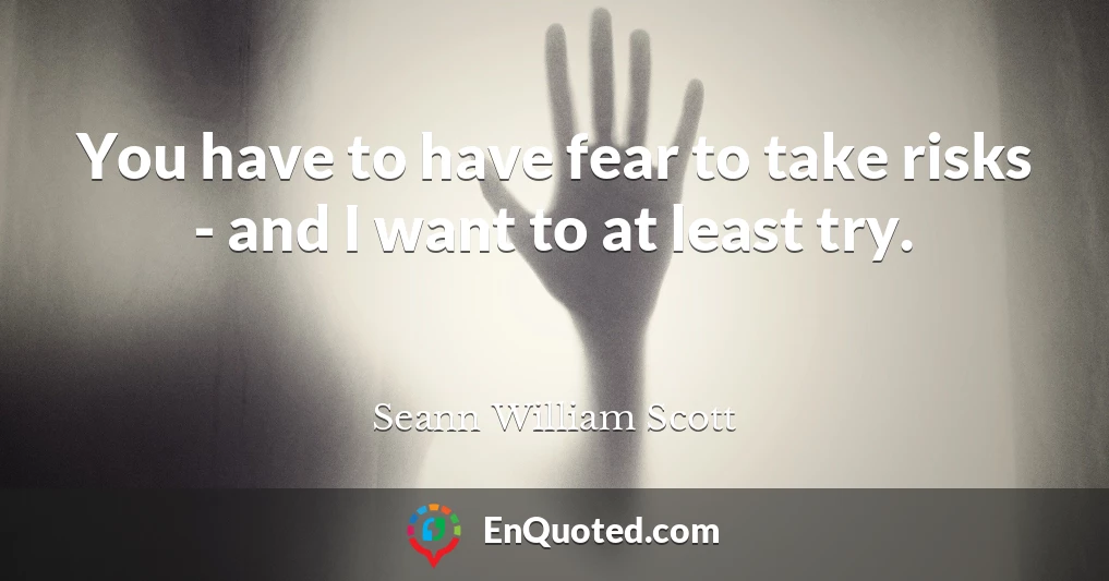 You have to have fear to take risks - and I want to at least try.