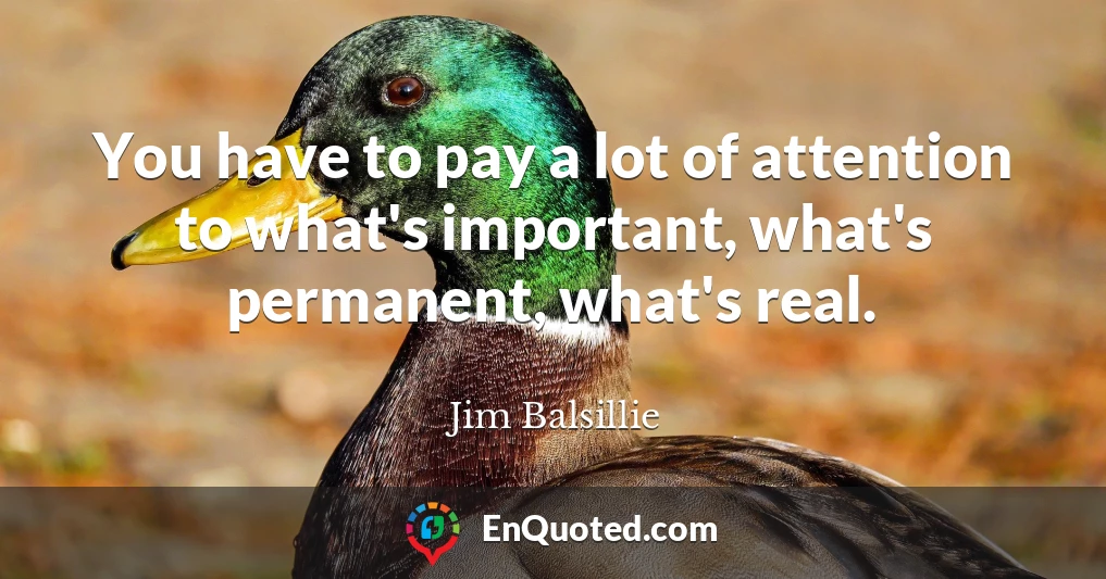 You have to pay a lot of attention to what's important, what's permanent, what's real.