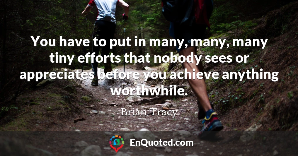 You have to put in many, many, many tiny efforts that nobody sees or appreciates before you achieve anything worthwhile.