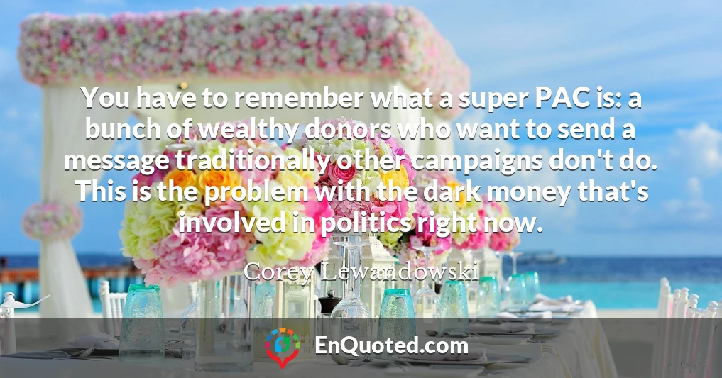 You have to remember what a super PAC is: a bunch of wealthy donors who want to send a message traditionally other campaigns don't do. This is the problem with the dark money that's involved in politics right now.