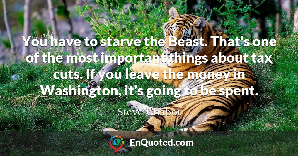 You have to starve the Beast. That's one of the most important things about tax cuts. If you leave the money in Washington, it's going to be spent.