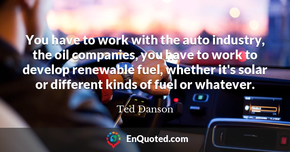 You have to work with the auto industry, the oil companies, you have to work to develop renewable fuel, whether it's solar or different kinds of fuel or whatever.