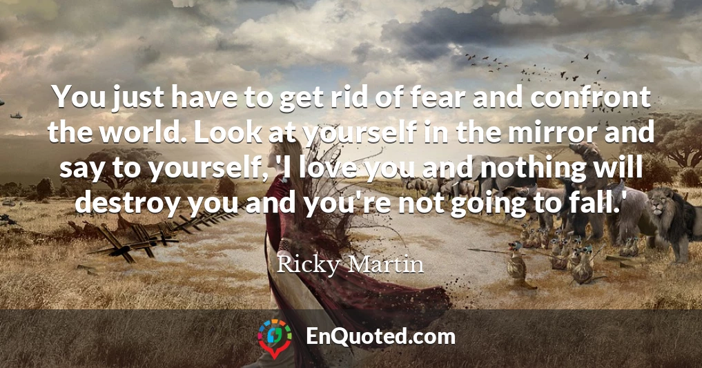 You just have to get rid of fear and confront the world. Look at yourself in the mirror and say to yourself, 'I love you and nothing will destroy you and you're not going to fall.'