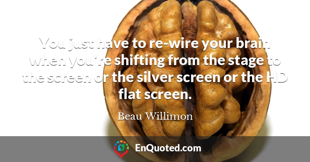 You just have to re-wire your brain when you're shifting from the stage to the screen or the silver screen or the HD flat screen.