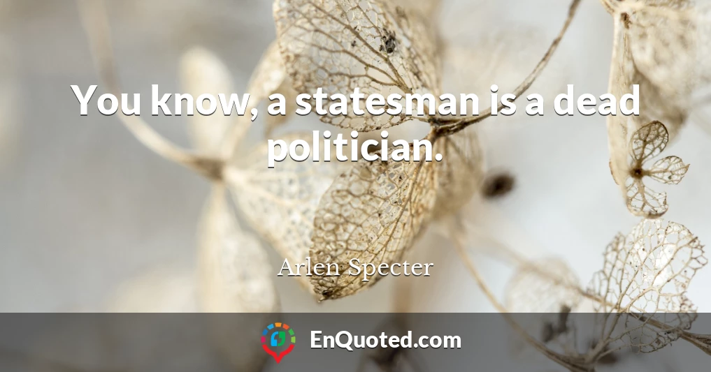 You know, a statesman is a dead politician.