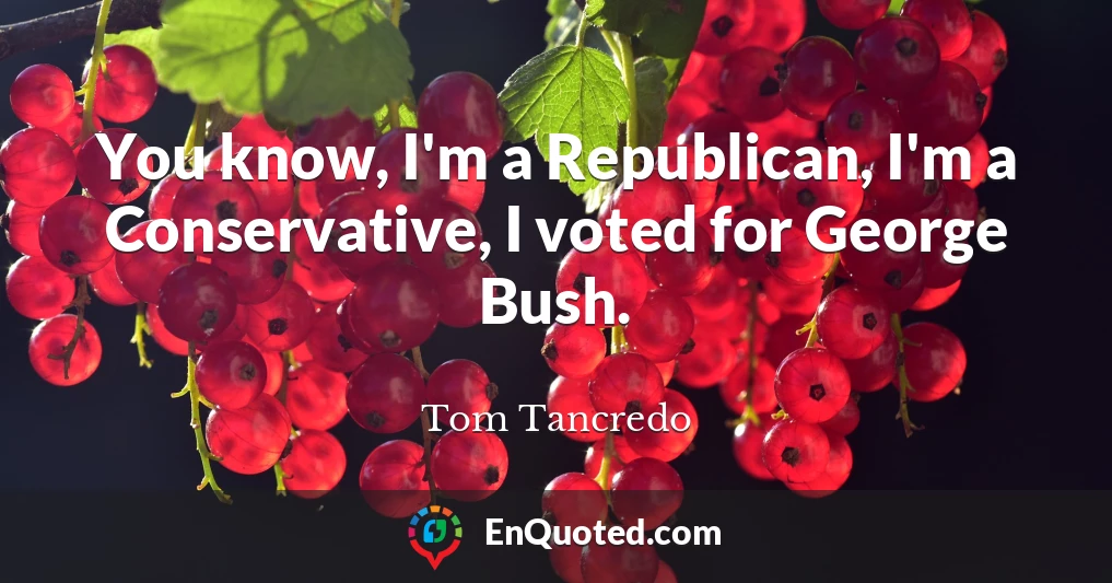 You know, I'm a Republican, I'm a Conservative, I voted for George Bush.