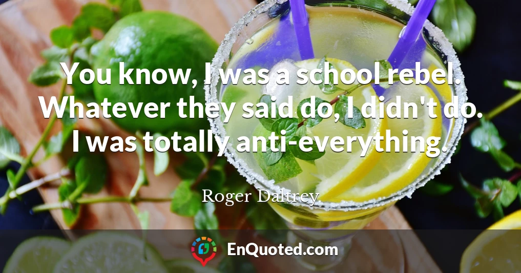 You know, I was a school rebel. Whatever they said do, I didn't do. I was totally anti-everything.