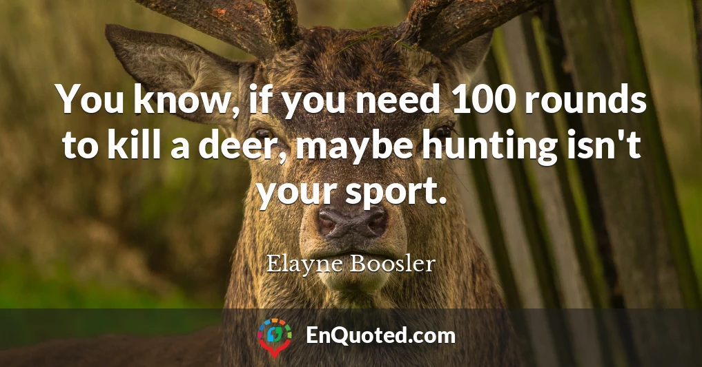 You know, if you need 100 rounds to kill a deer, maybe hunting isn't your sport.