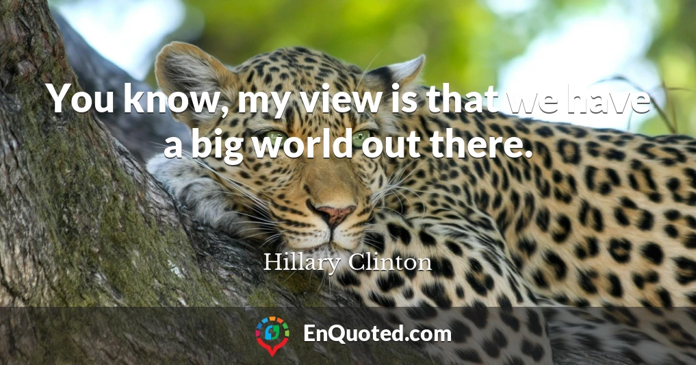 You know, my view is that we have a big world out there.