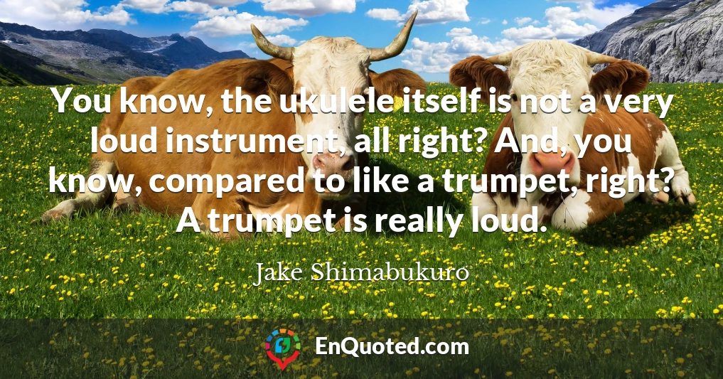You know, the ukulele itself is not a very loud instrument, all right? And, you know, compared to like a trumpet, right? A trumpet is really loud.