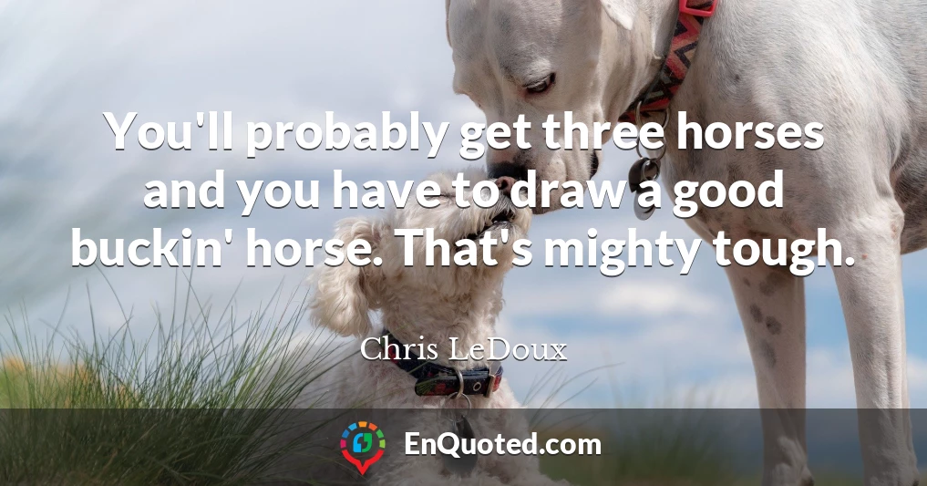 You'll probably get three horses and you have to draw a good buckin' horse. That's mighty tough.