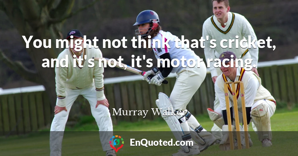 You might not think that's cricket, and it's not, it's motor racing.