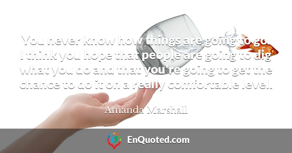 You never know how things are going to go. I think you hope that people are going to dig what you do and that you're going to get the chance to do it on a really comfortable level.