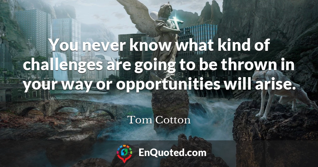 You never know what kind of challenges are going to be thrown in your way or opportunities will arise.