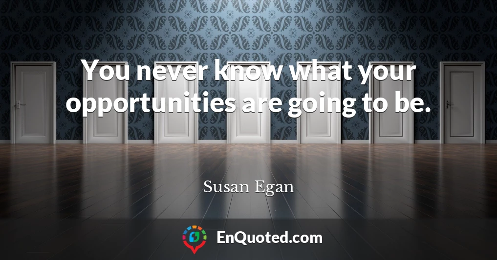 You never know what your opportunities are going to be.