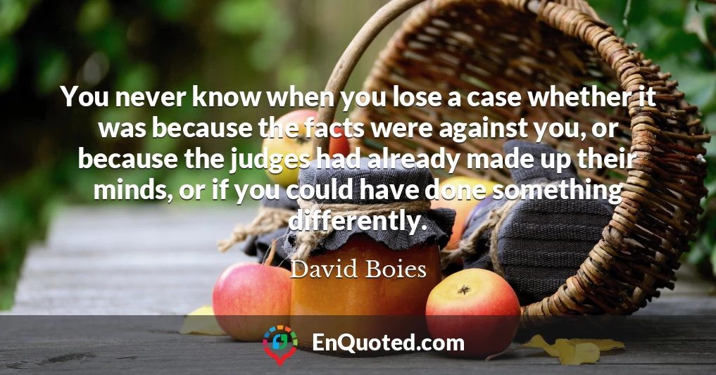 You never know when you lose a case whether it was because the facts were against you, or because the judges had already made up their minds, or if you could have done something differently.