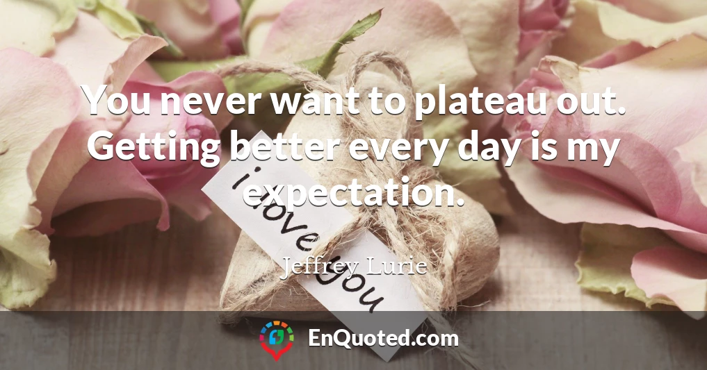 You never want to plateau out. Getting better every day is my expectation.