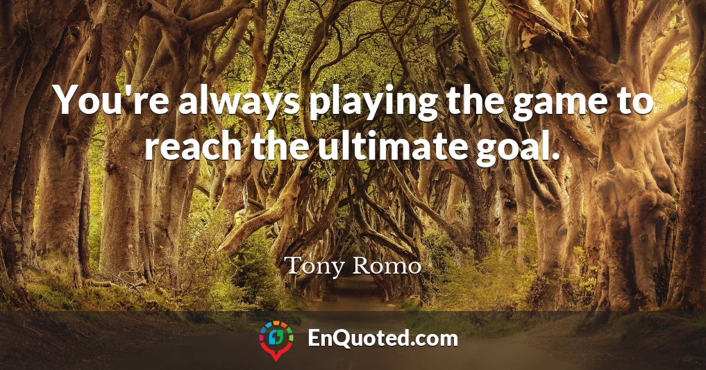 You're always playing the game to reach the ultimate goal.