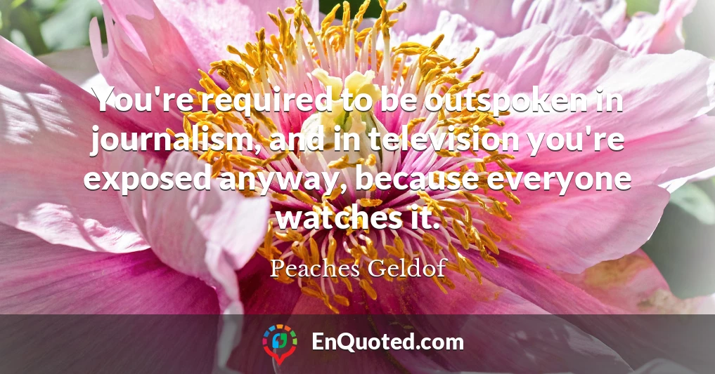 You're required to be outspoken in journalism, and in television you're exposed anyway, because everyone watches it.