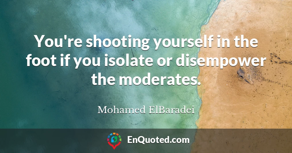 You're shooting yourself in the foot if you isolate or disempower the moderates.