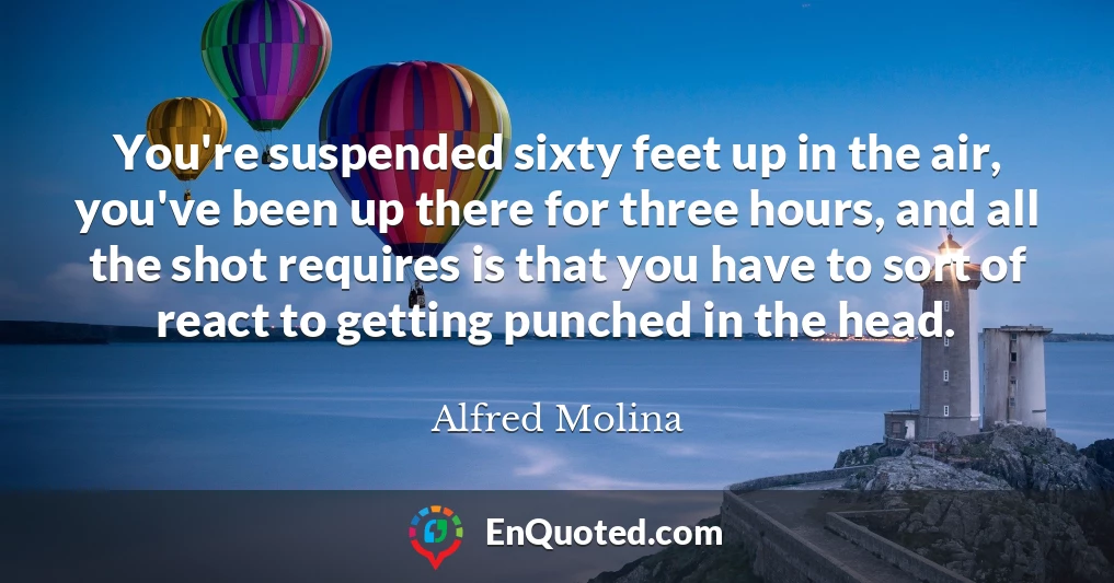 You're suspended sixty feet up in the air, you've been up there for three hours, and all the shot requires is that you have to sort of react to getting punched in the head.