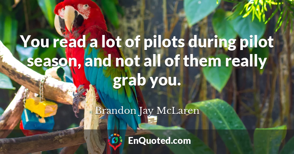 You read a lot of pilots during pilot season, and not all of them really grab you.